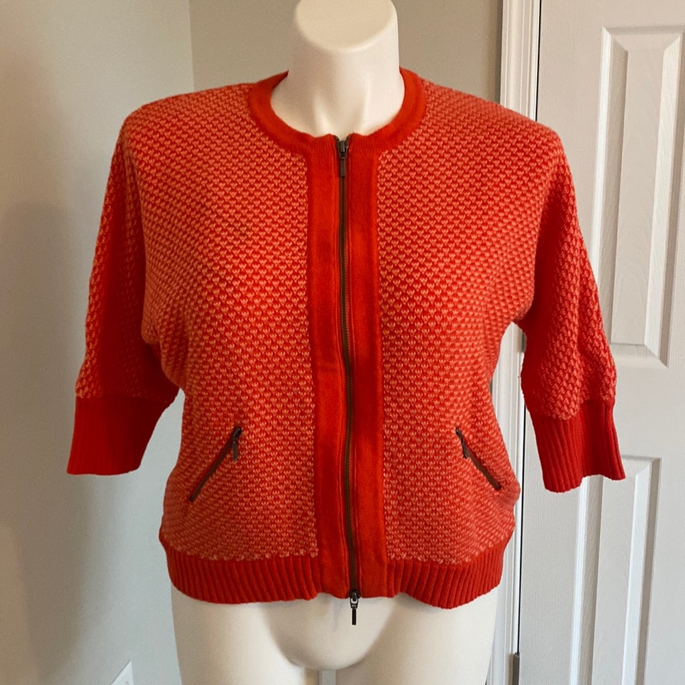 Orange cabi spring style crop cardigan sweater size M.